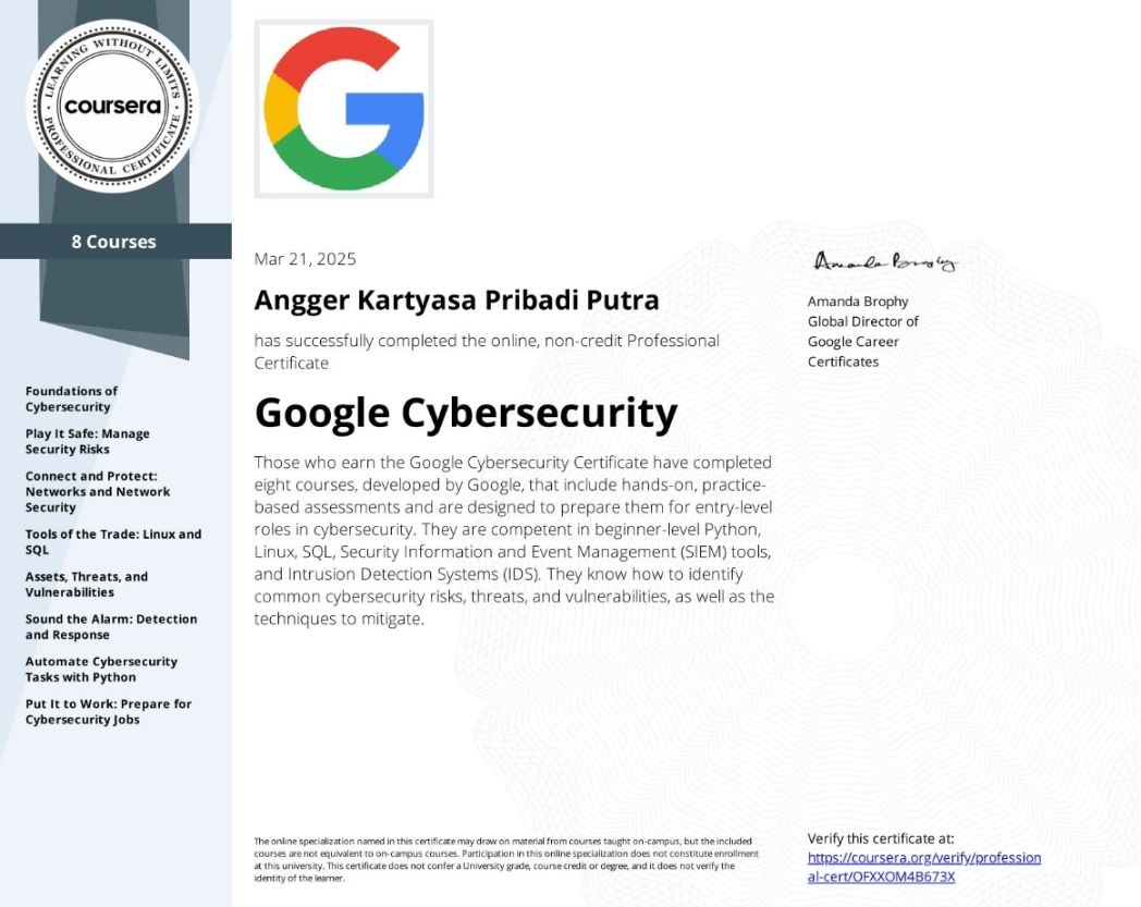 Google Cybersecurity Certification